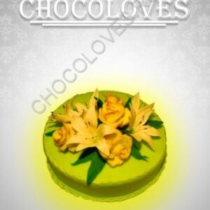 Женский торт "С лилиями и розами"