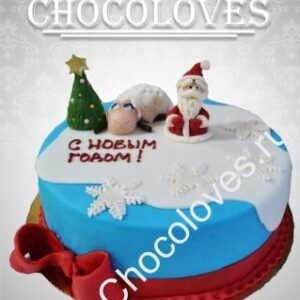 Оригинальный торт "Дед мороз с овечкой"