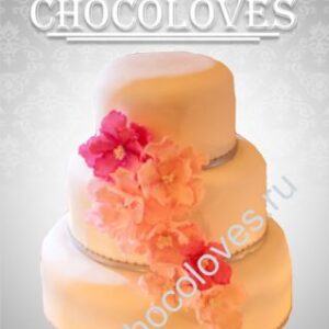 Оранжевый свадебный торт на заказ -Chocoloves.ru