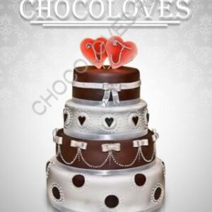 Торт "Свадебный с сердечками"