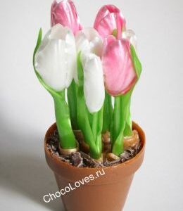 Тюльпаны из карамели в горшке